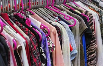 Rail of secondhand clothing