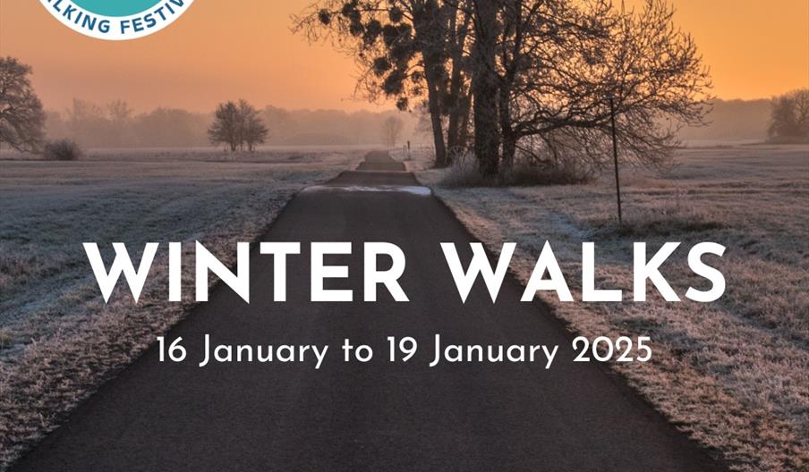 The image promotes a "Winter Walks" event from January 16th to 19th, 2025. The event is likely part of the Saltmarsh Coast Walking Festival. The image