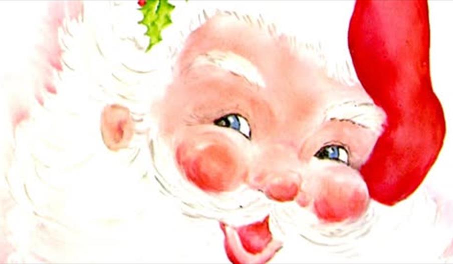 A vintage watercolour image of Father Christmas